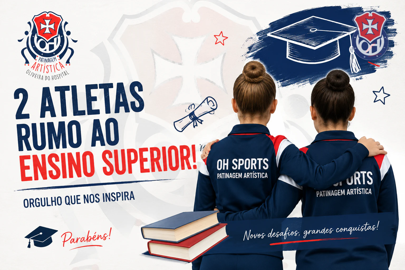 Atletas da  Patinagem Artística da Adohsports entram no Ensino Superior! 🎓❤️💙